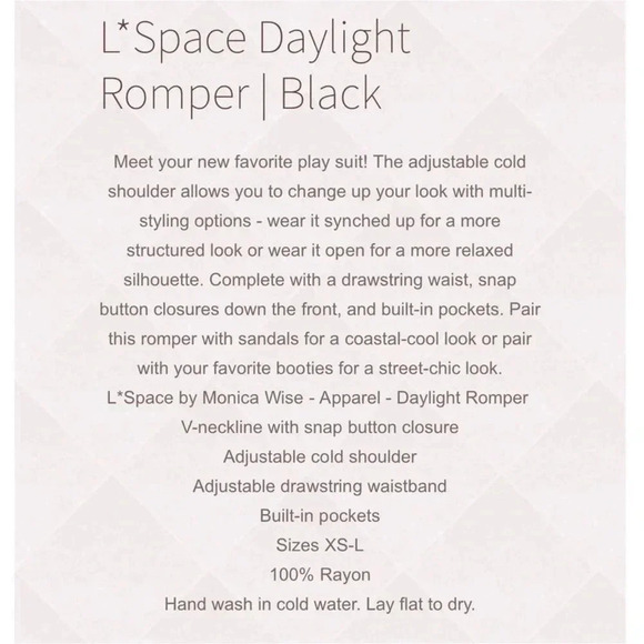 L’Space Daylight black gauze romper drawstring Size L - Picture 9 of 10